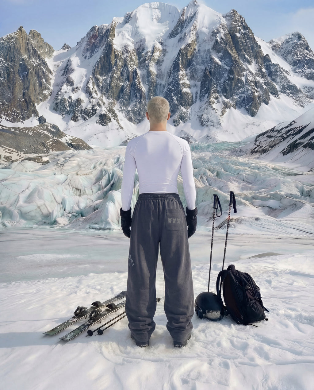 STONE-GREY BAGGY SWEATPANTS