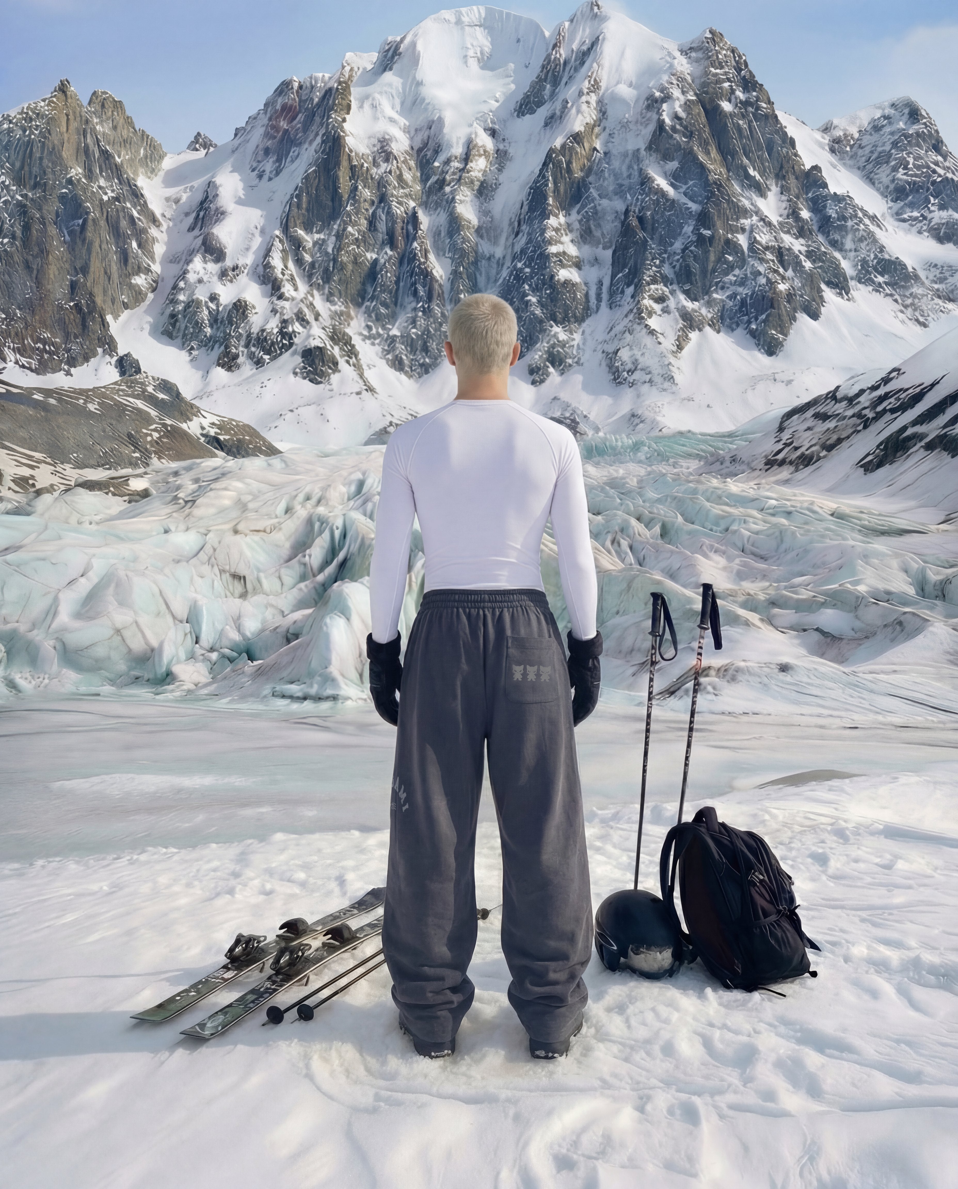 STONE-GREY BAGGY SWEATPANTS