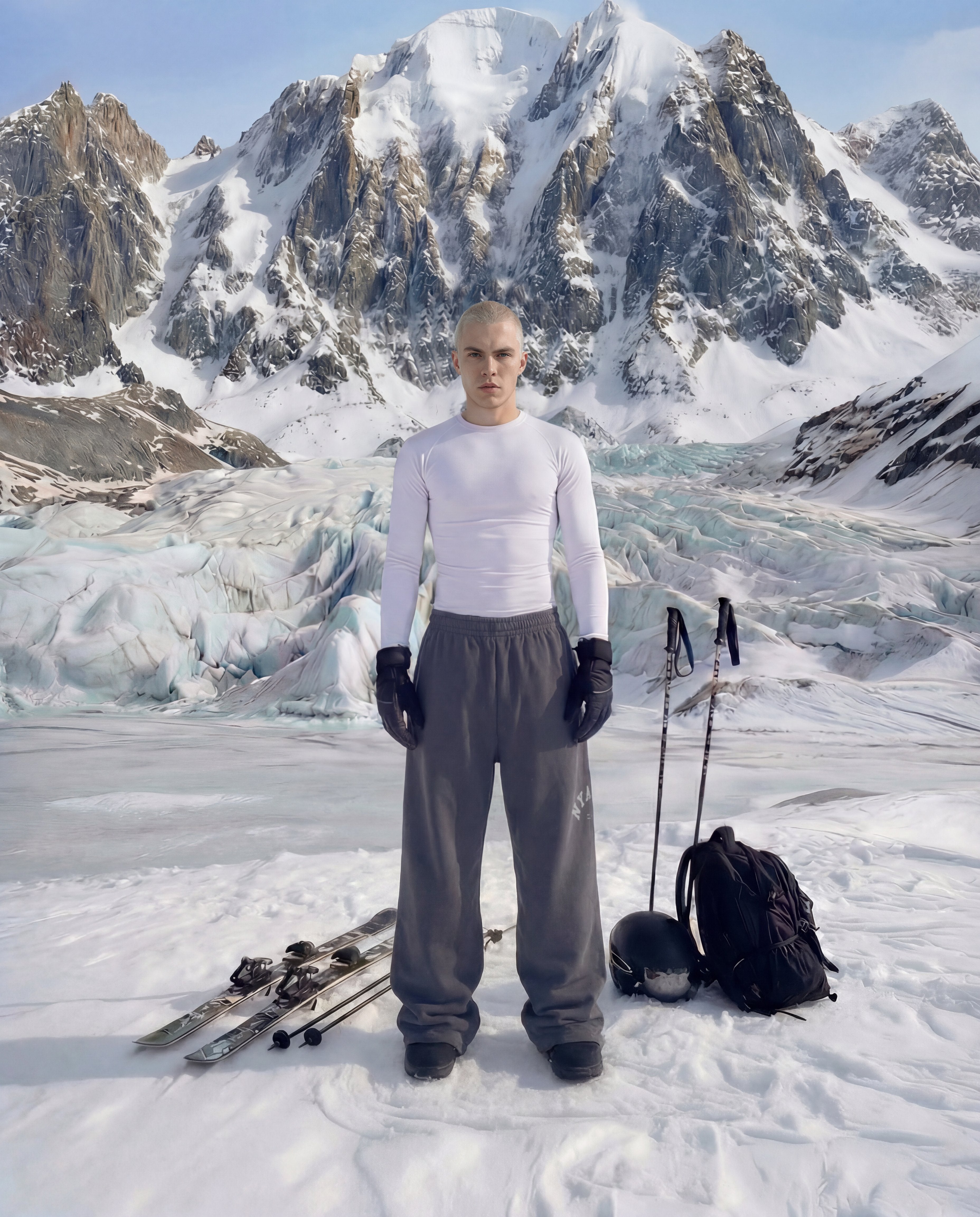 STONE-GREY BAGGY SWEATPANTS