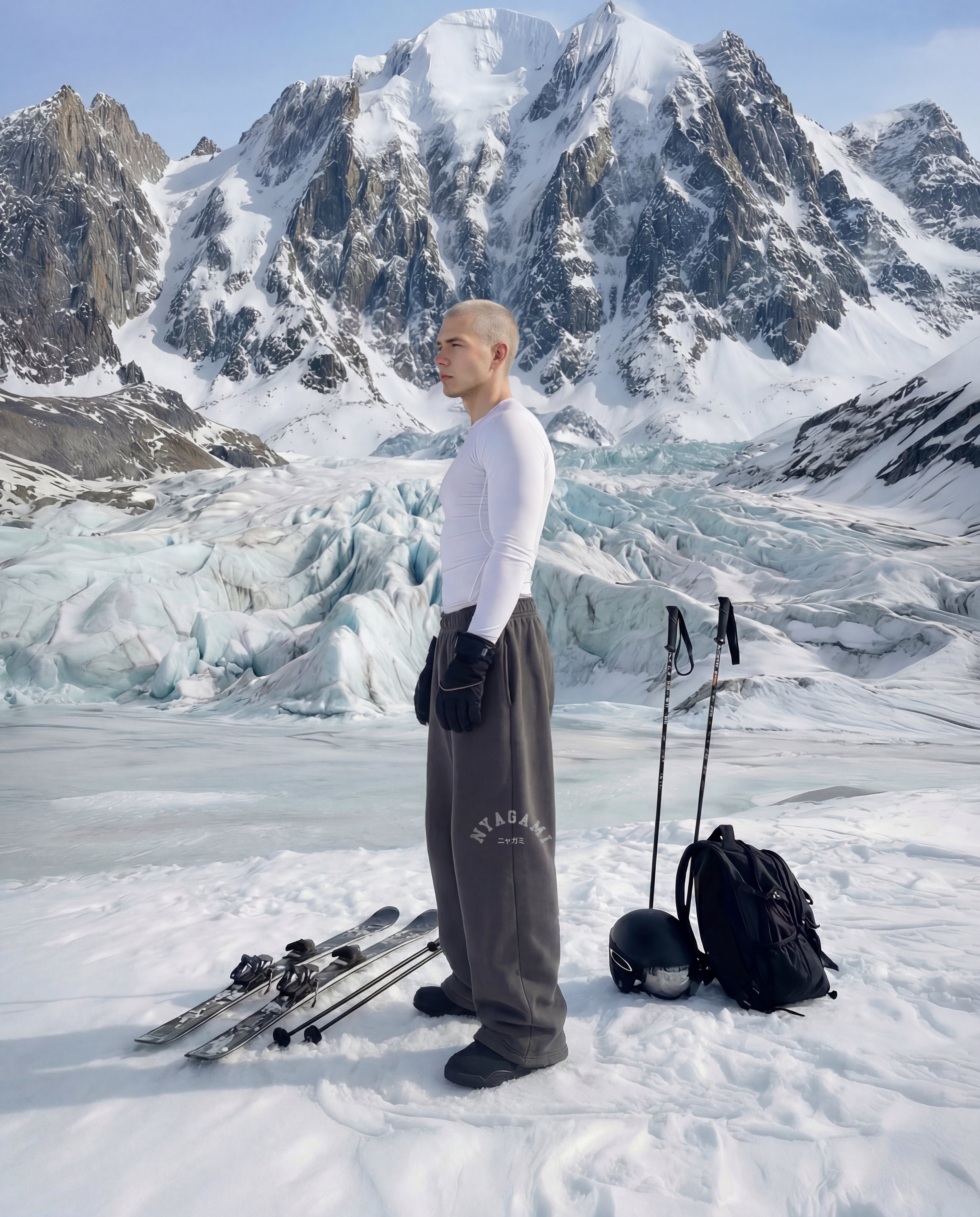 STONE-GREY BAGGY SWEATPANTS